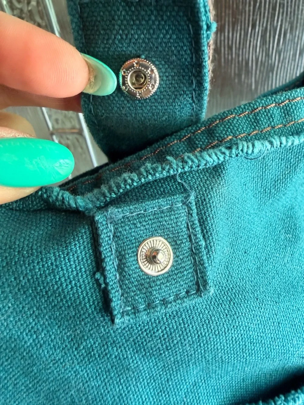 Thirty-One Retro Metro cottagecore floral teal bag with brown strap - Picture 4 of 8